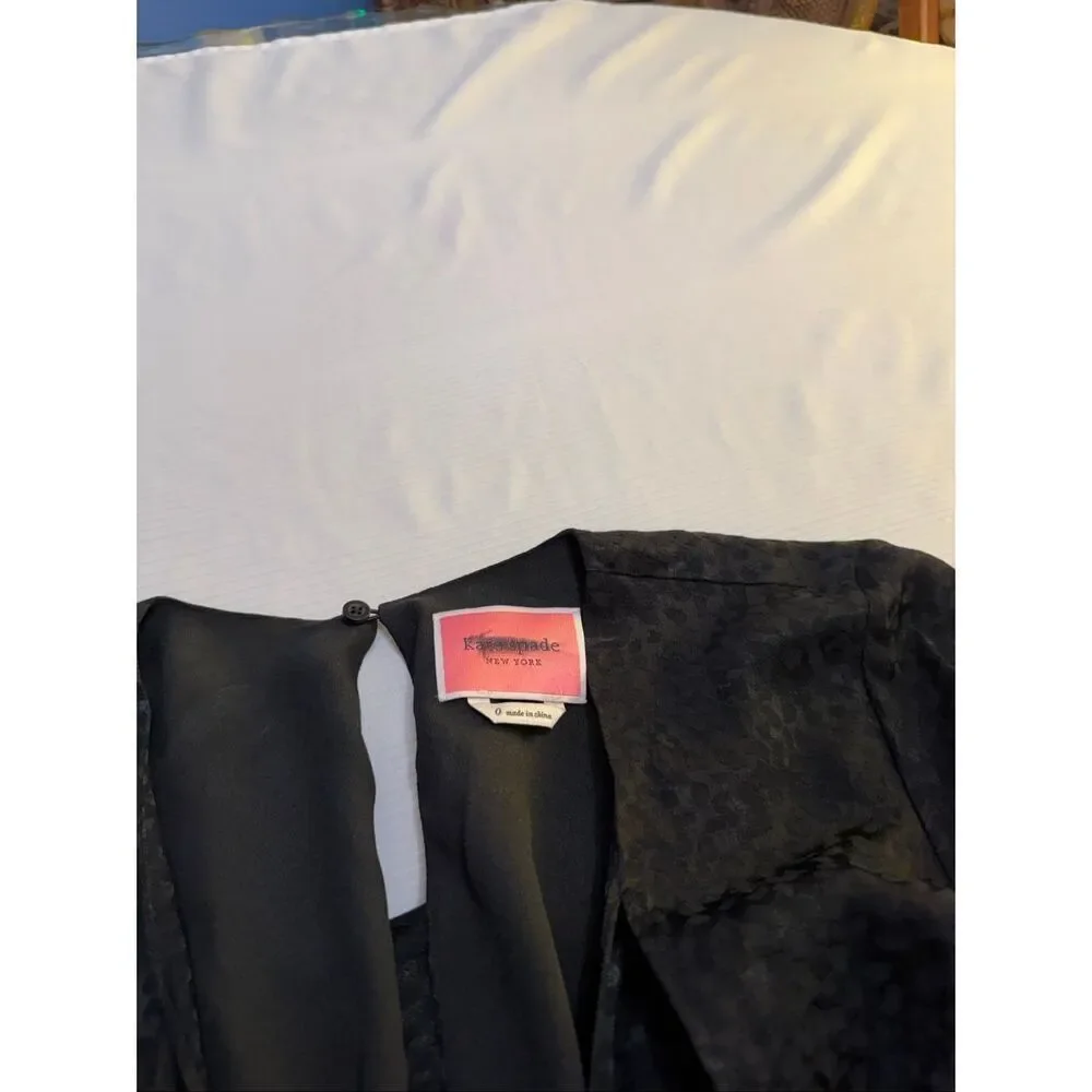 Kate Spade Black Wide Leg Leopard Jumpsuit Size 0
